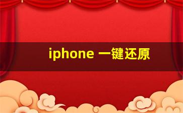 iphone 一键还原